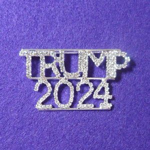 Large 2.25" Sparkling Rhinestone Trump 2024 Pin